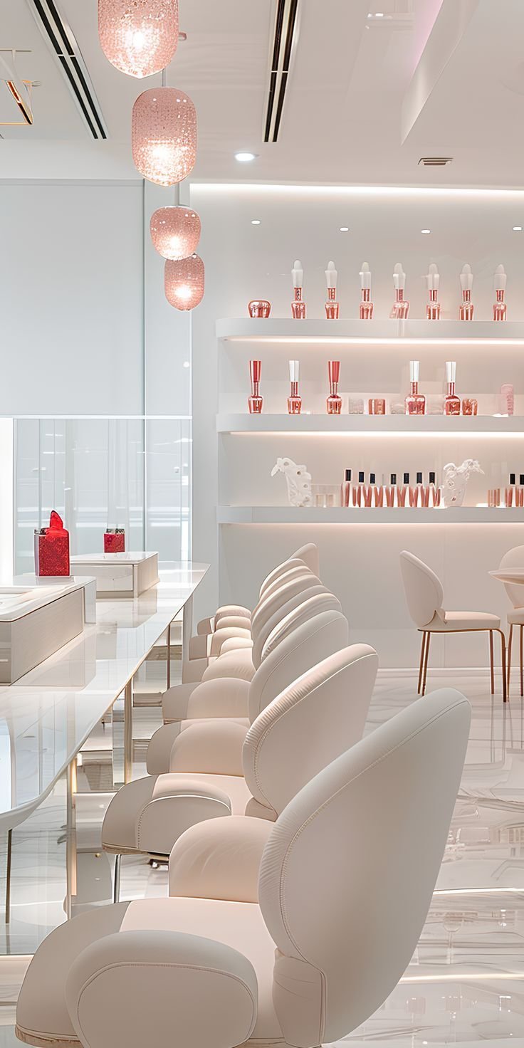A modern beauty salon in Dubai features light…