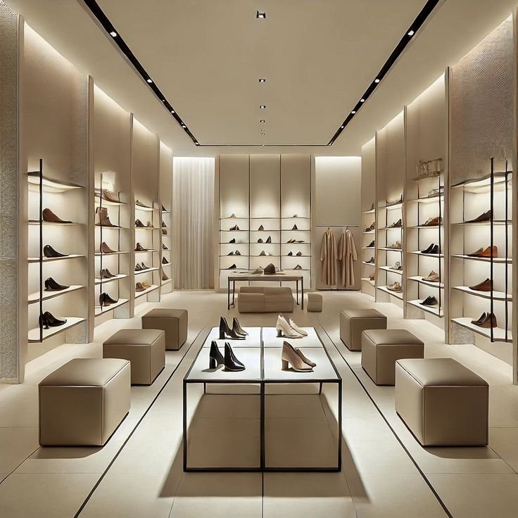 Discover a sleek and modern shoe showroom design…