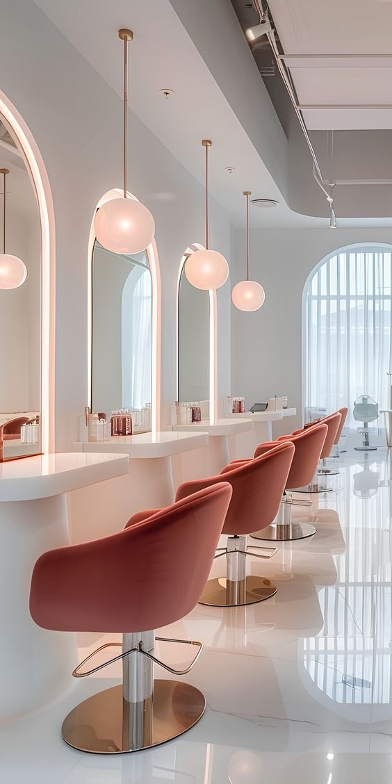 The light colors in this Dubai beauty salon…
